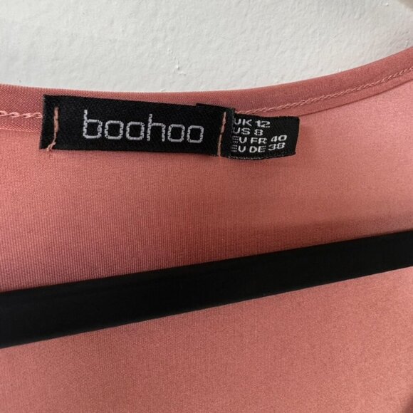 Boohoo Rose Pink Cut-Out Bodycon Dress | Long Sleeve | Size US 8 - Picture 5 of 5